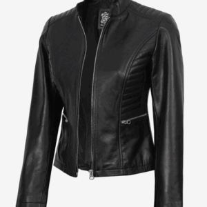 Women's Cafe Racer Black Leather Jacket
