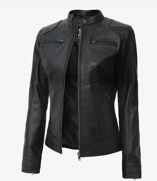 Women's Black Lambskin Leather Biker Jacket